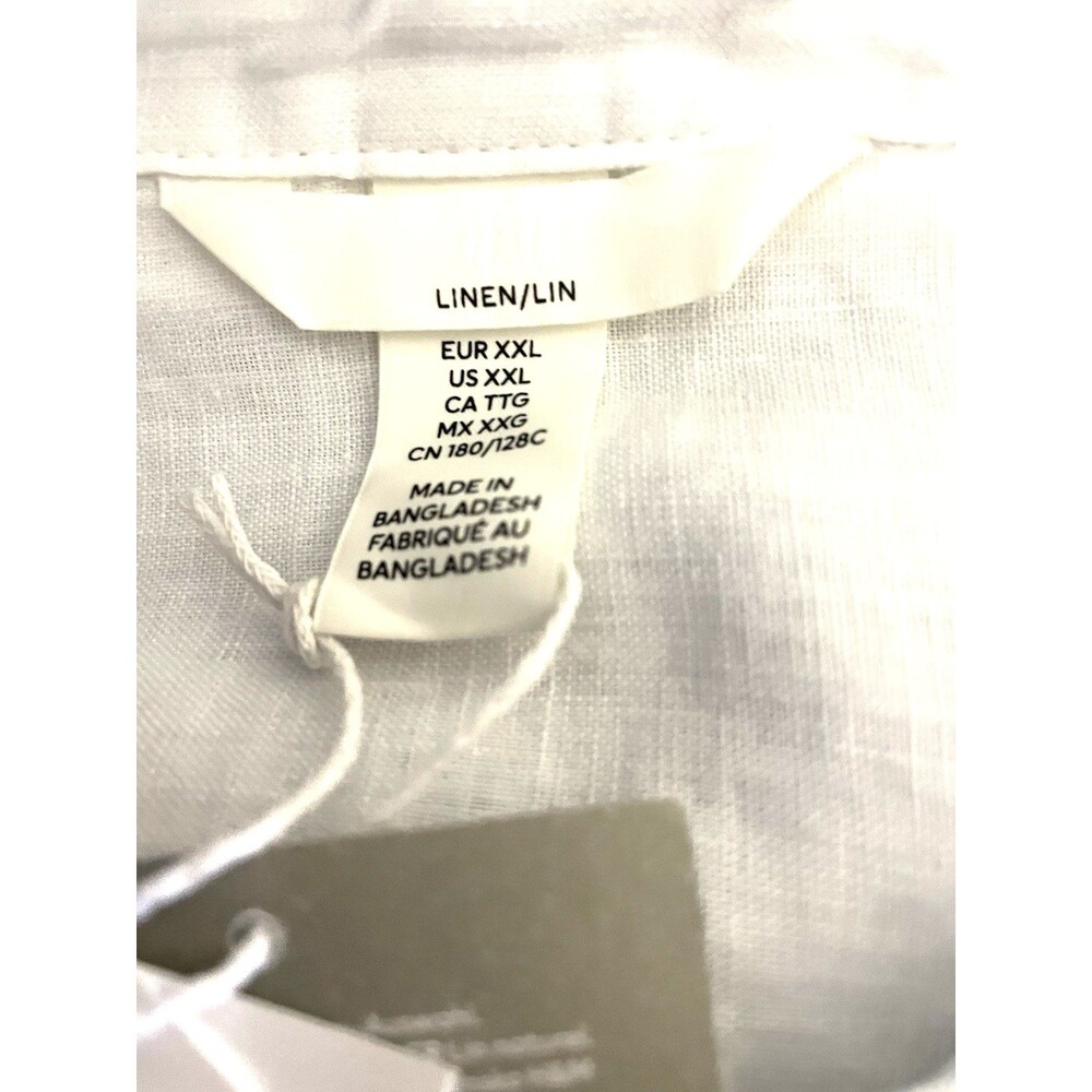NWT H&M Premium Selection White 100% Linen Lin Button Down Shirt Size XXL - Picture 9 of 10